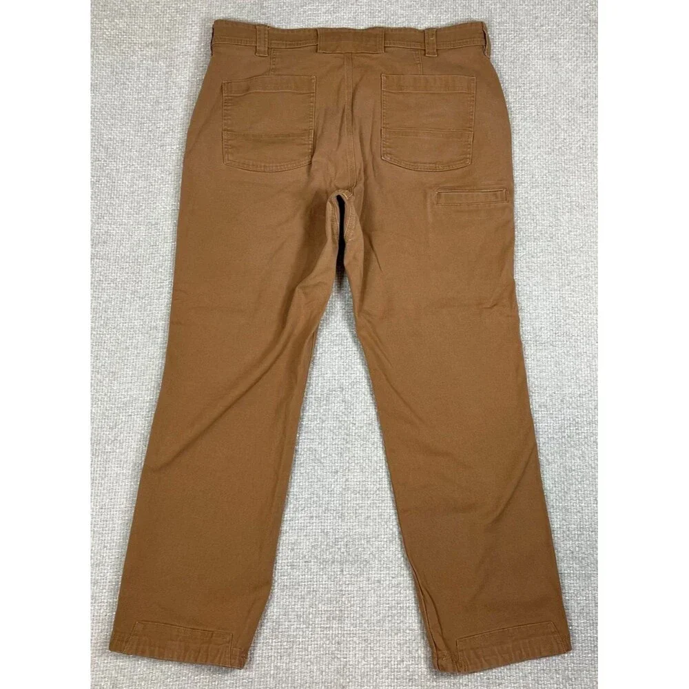 Duluth Trading Co. Flex Fire Hose Pants Men's 38x30 (Fits 37x29) Brown Canvas